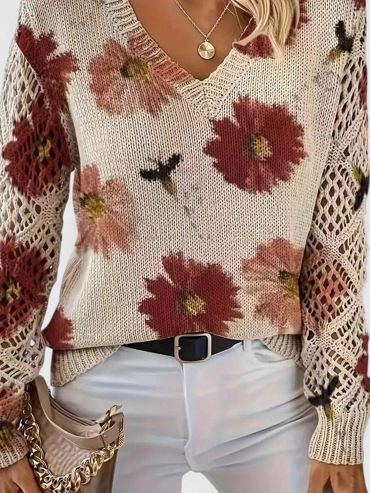 Mae - Elegant Floral Sweater