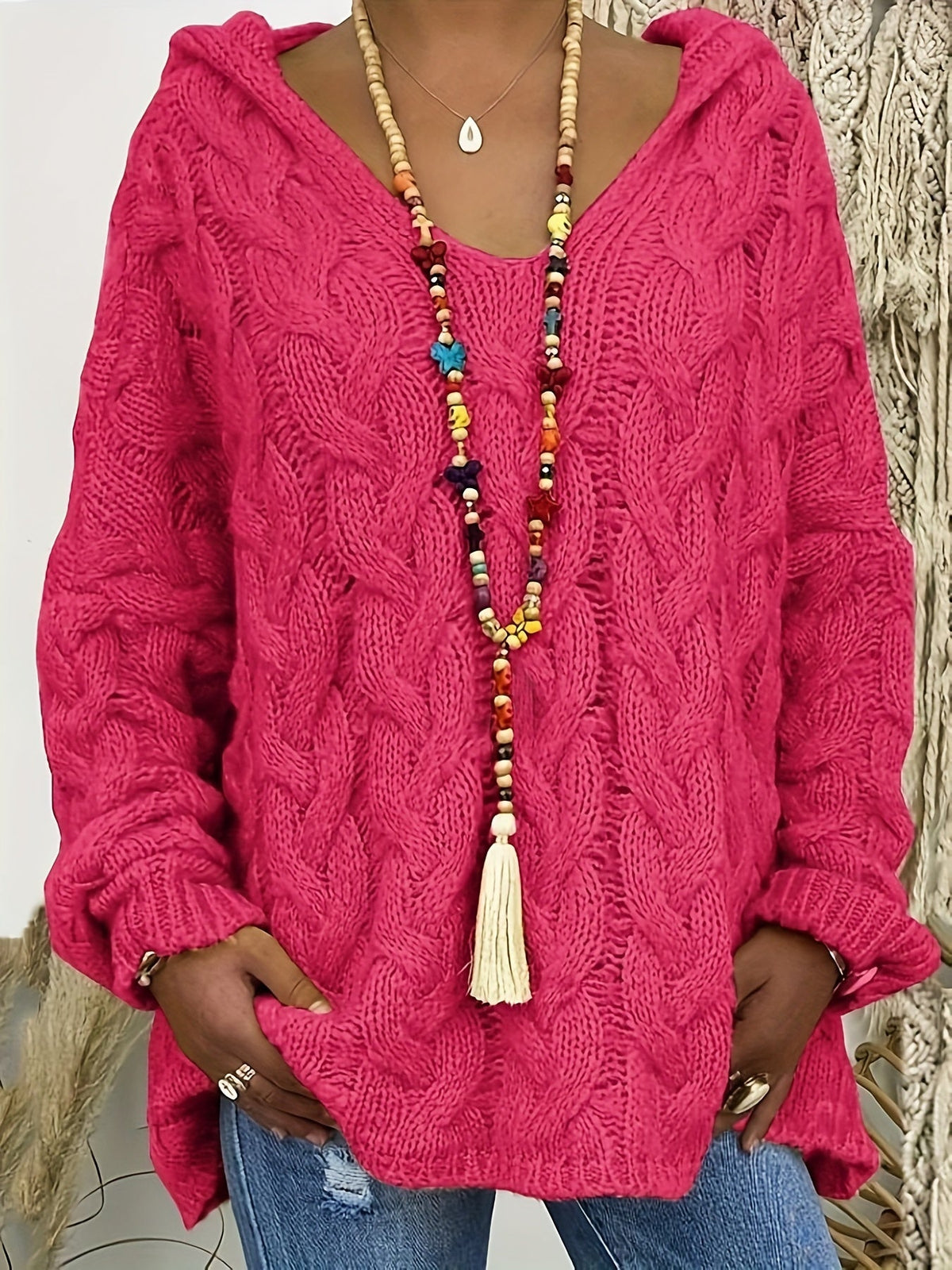 Zara - Plus Size Cable Knit Hoodie