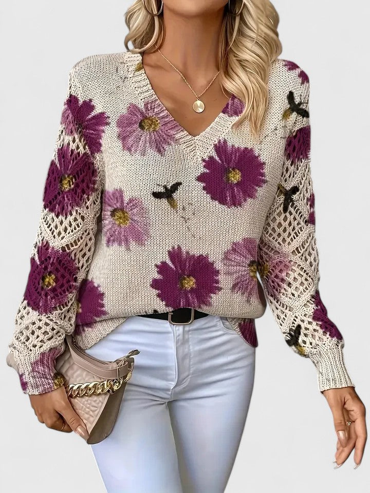 Mae - Elegant Floral Sweater