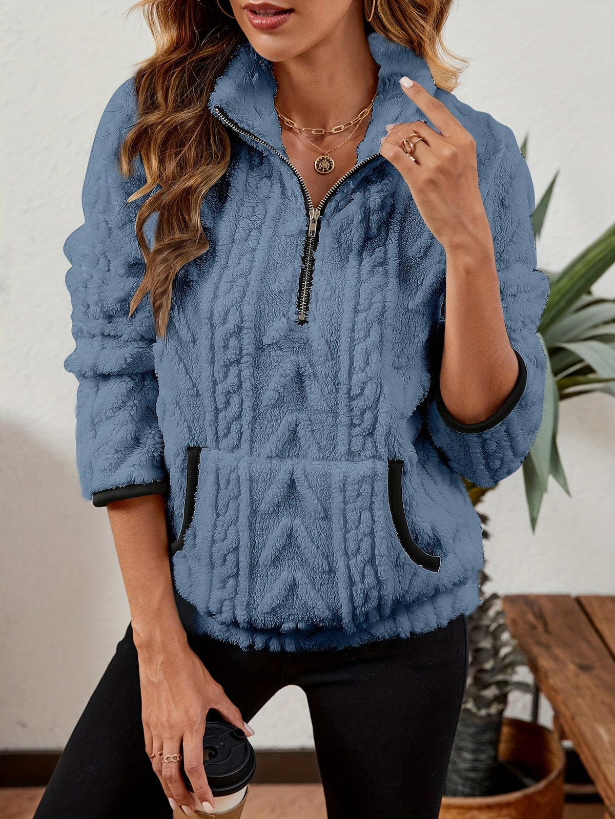 Hailey - Half-Zip Knit Hoodie