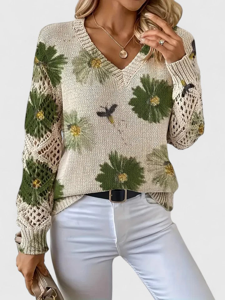 Mae - Elegant Floral Sweater