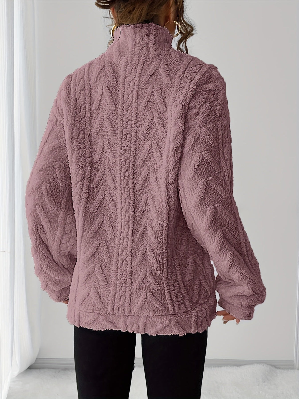 Lena - Fleece Lapel Zip Sweatshirt