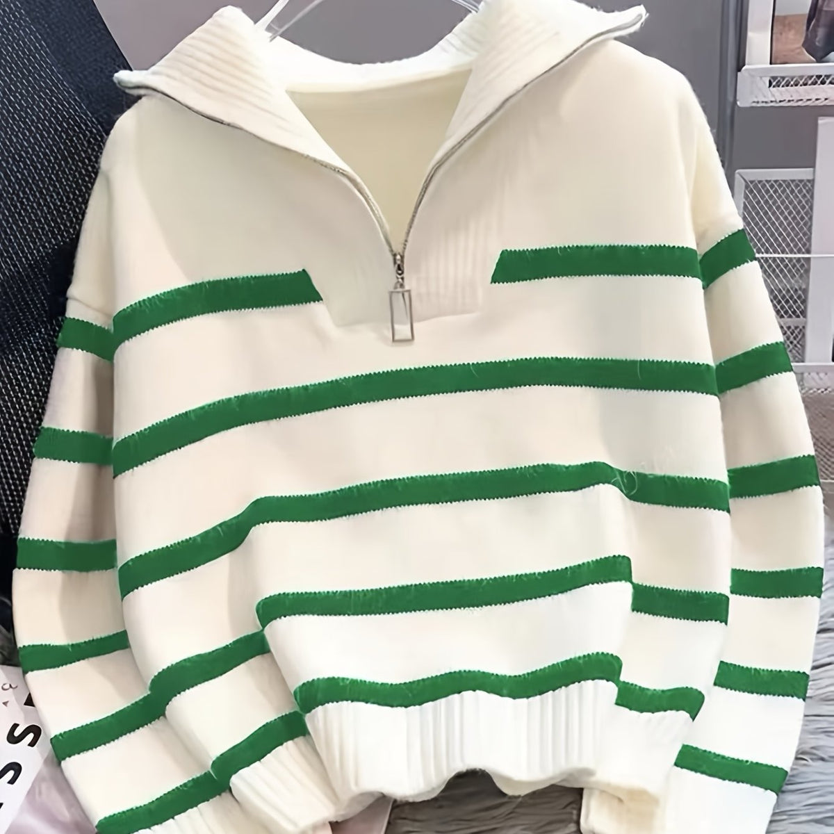 Vera - Striped Zip-Up Knit Pullover