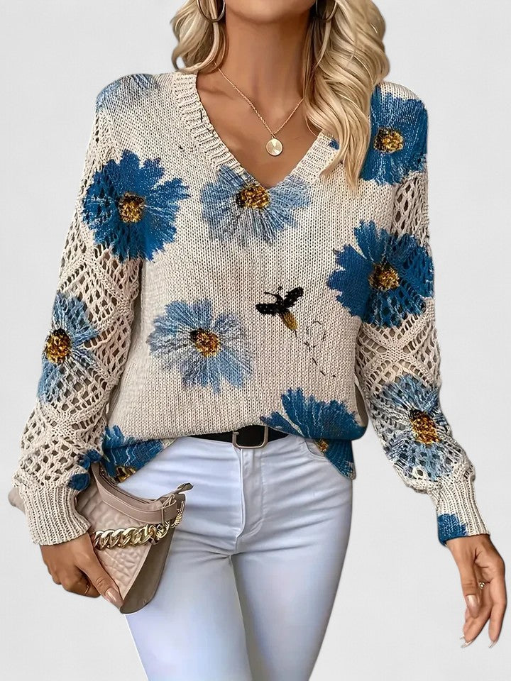 Mae - Elegant Floral Sweater