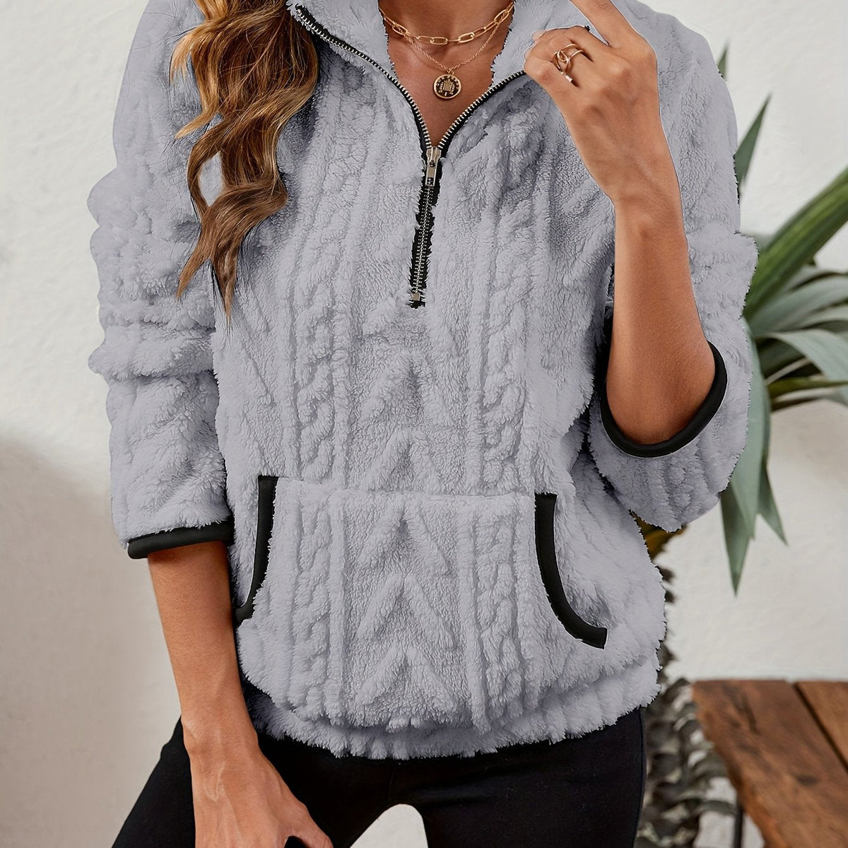 Hailey - Half-Zip Knit Hoodie