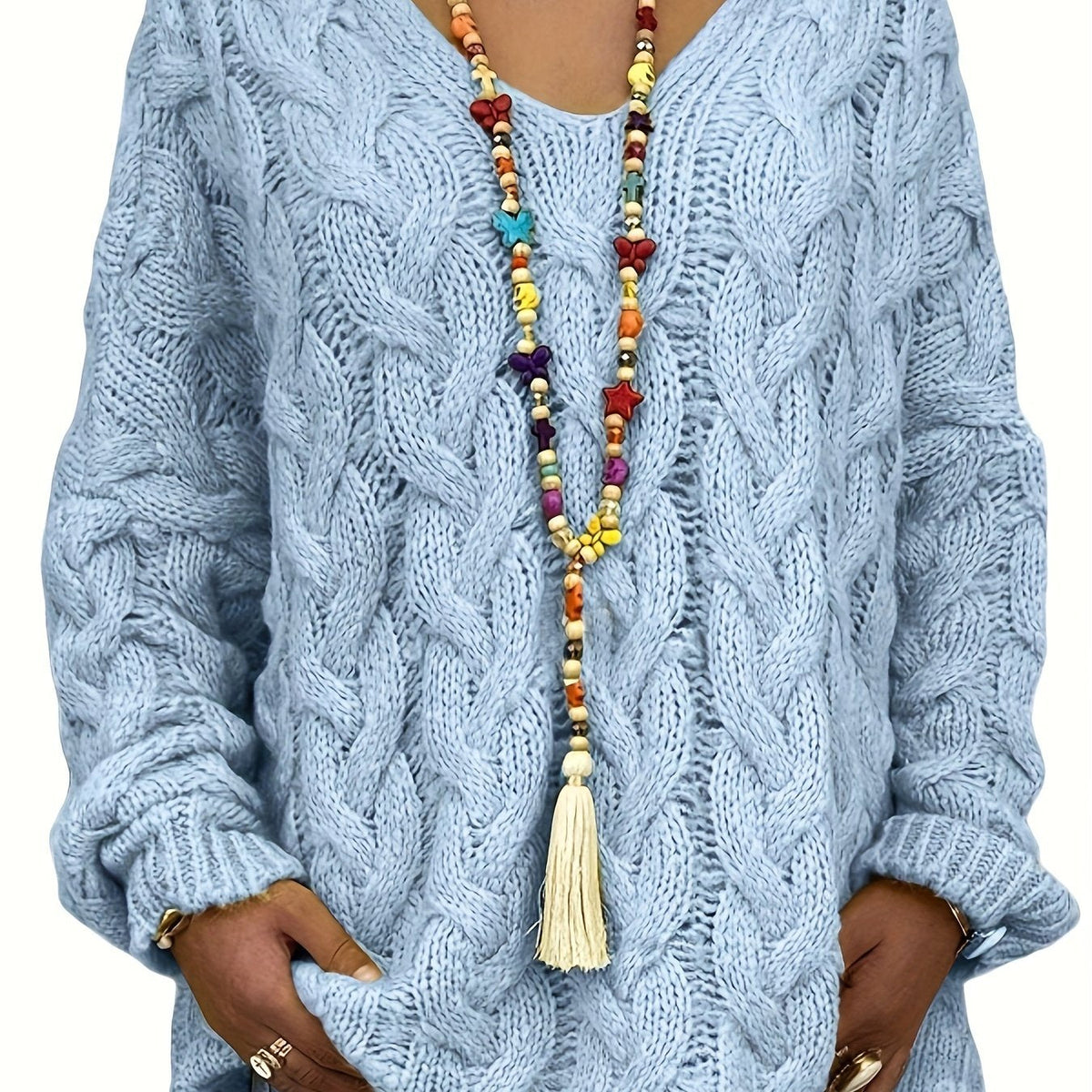 Zara - Plus Size Cable Knit Hoodie