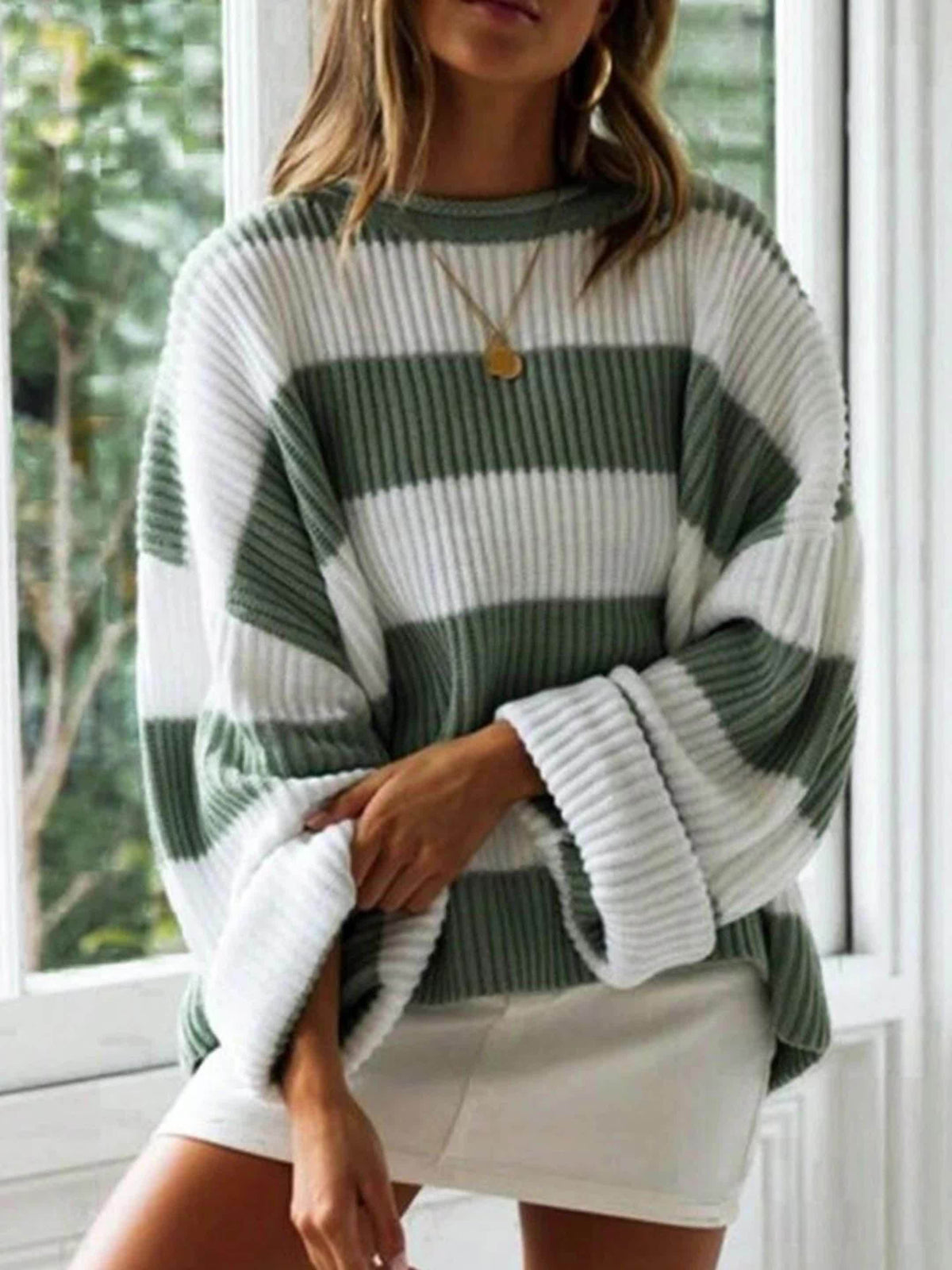 Isla - Drop Shoulder Rib-Knit Pullover