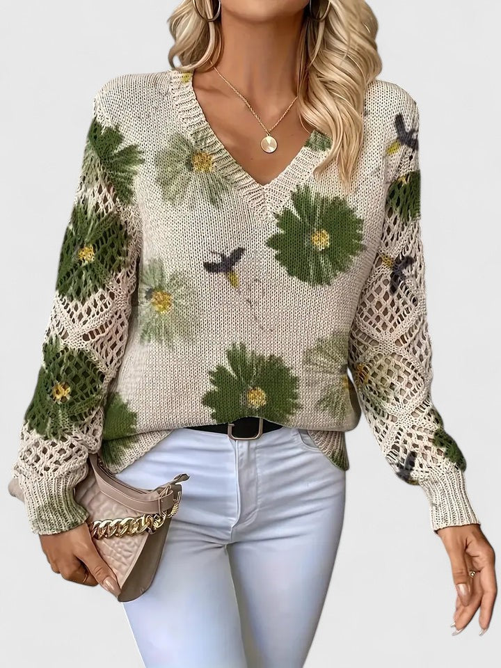 Mae - Elegant Floral Sweater