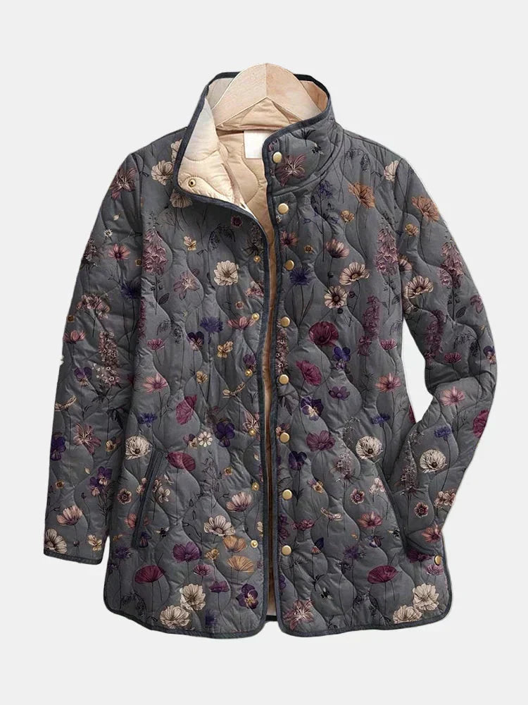Mila - Charming Vintage Floral Print Quilted Jacket