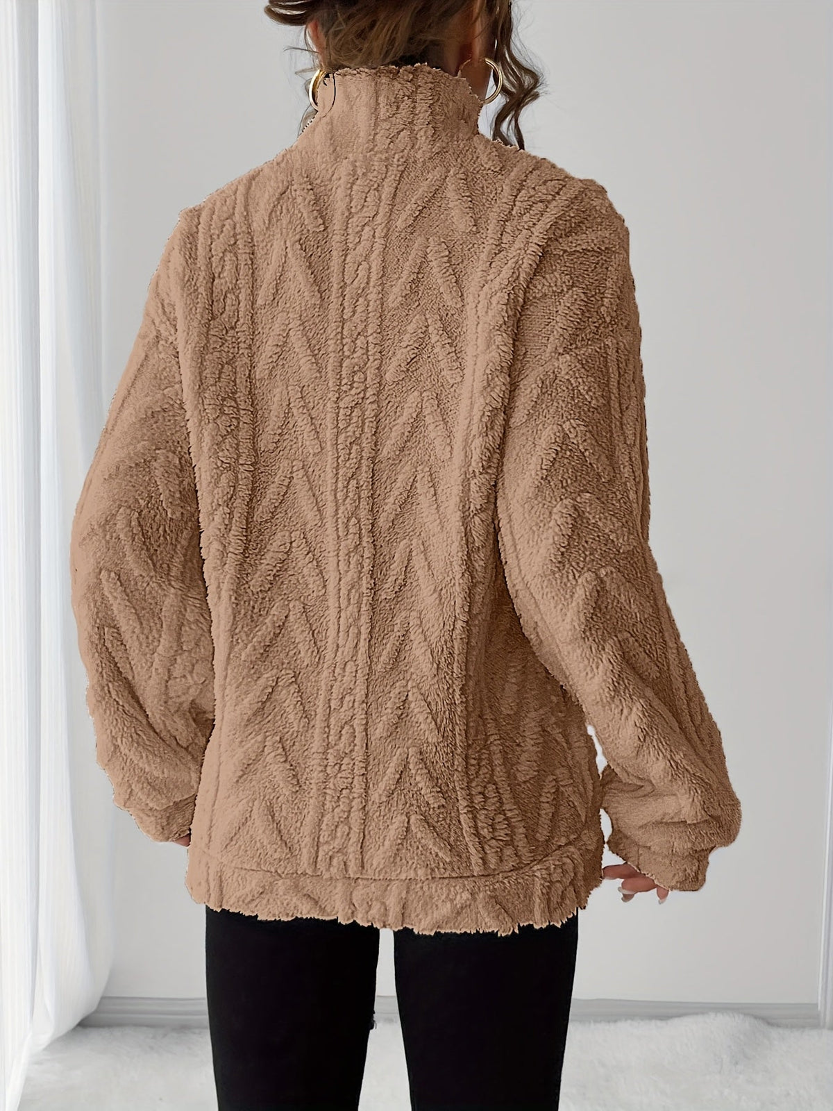 Lena - Fleece Lapel Zip Sweatshirt