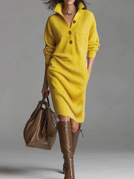Nora - Button-Up Lapel Jumper Skirt