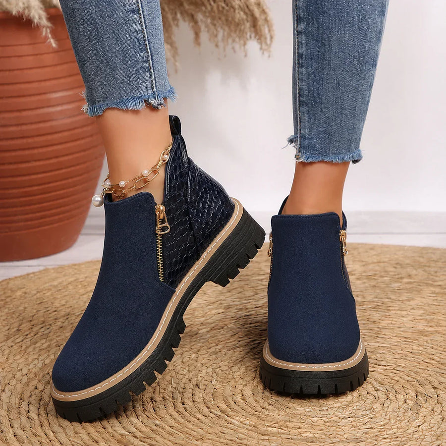 Lisa - Women's Croc Detail Ankle Boots