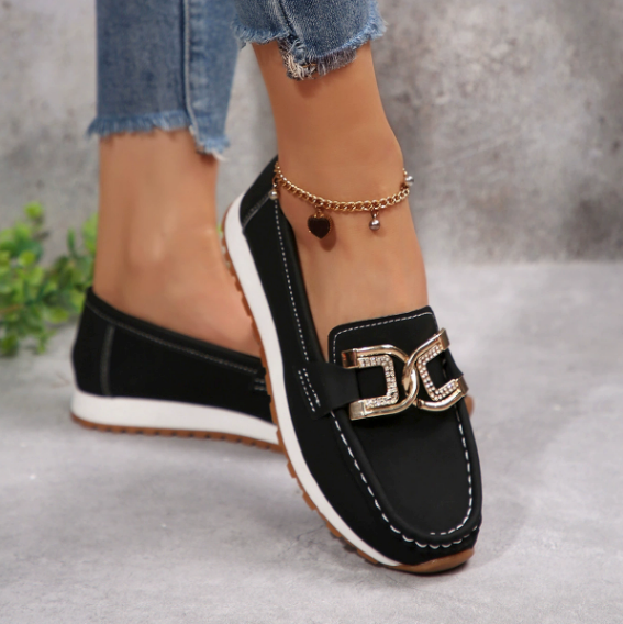 Emma - Diamond Buckle Loafers