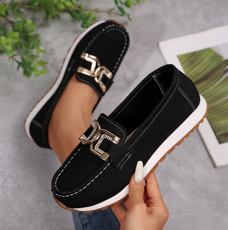 Emma - Diamond Buckle Loafers