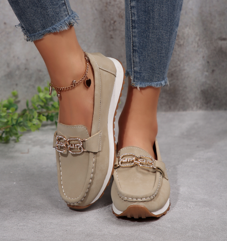 Emma - Diamond Buckle Loafers