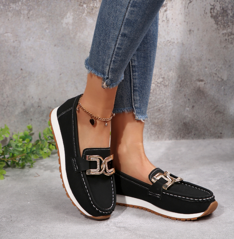 Emma - Diamond Buckle Loafers