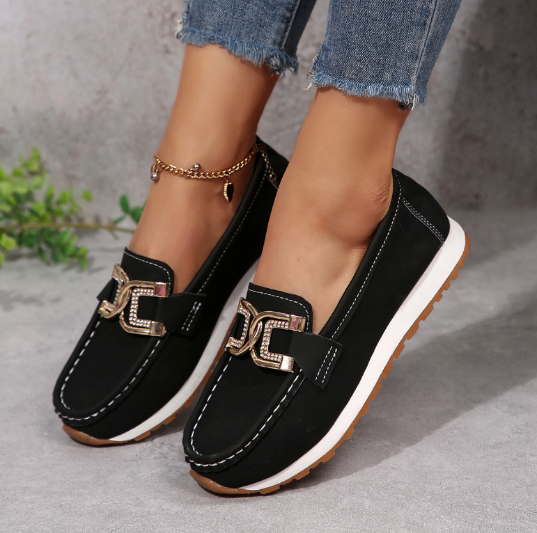 Emma - Diamond Buckle Loafers