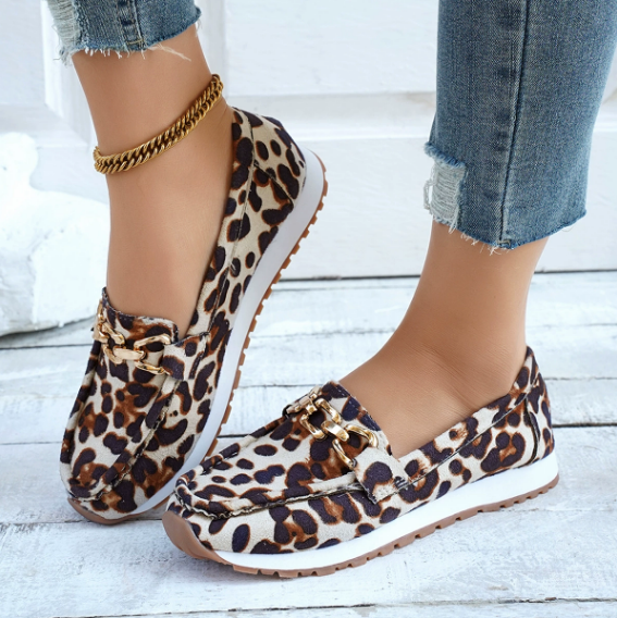 Everly - Leopard Buckle Loafers