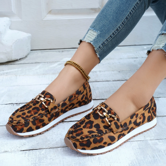 Everly - Leopard Buckle Loafers