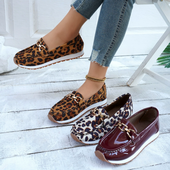 Everly - Leopard Buckle Loafers