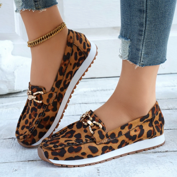 Everly - Leopard Buckle Loafers