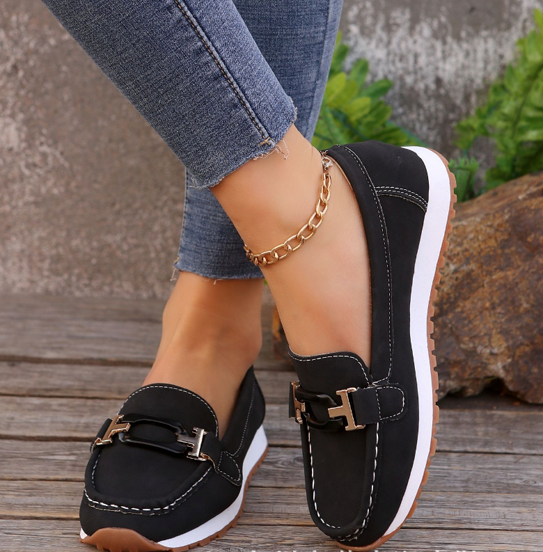 Emily - Chain Buckle Loafers