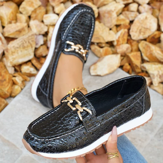 Emmy - Crocodile Buckle Loafers