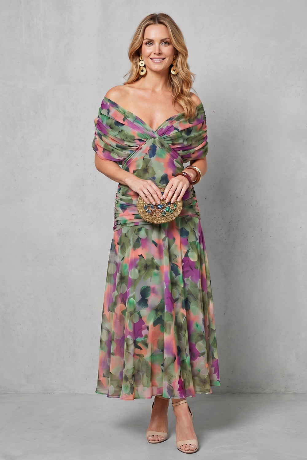 Verdelisse - Draped Floral Flow Maxi Dress