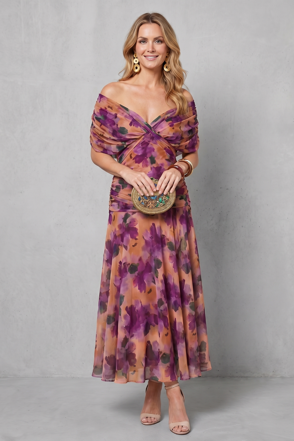 Verdelisse - Draped Floral Flow Maxi Dress