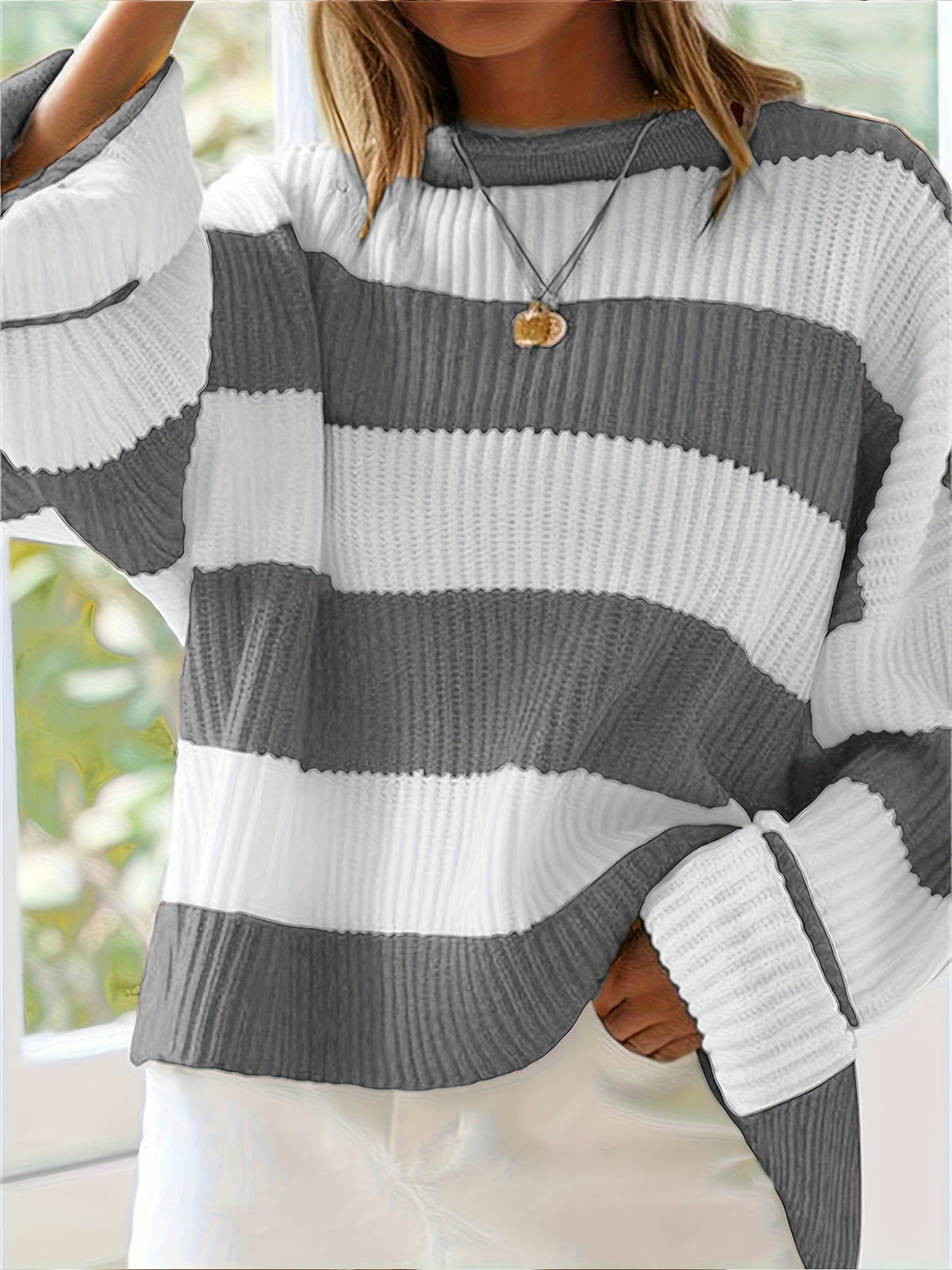 Isla - Drop Shoulder Rib-Knit Pullover