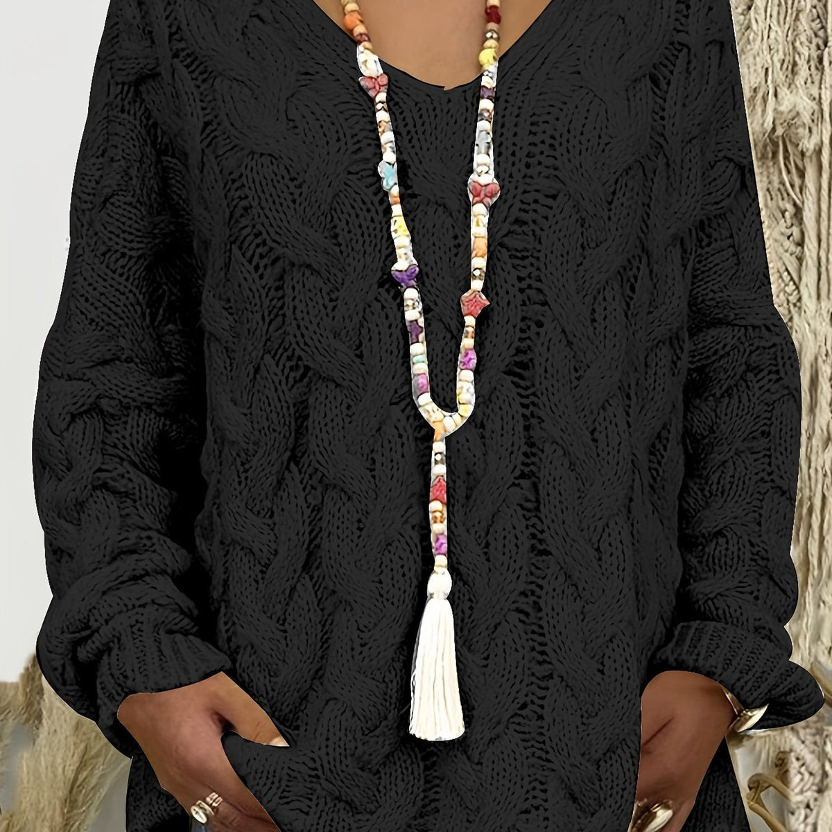 Zara - Plus Size Cable Knit Hoodie