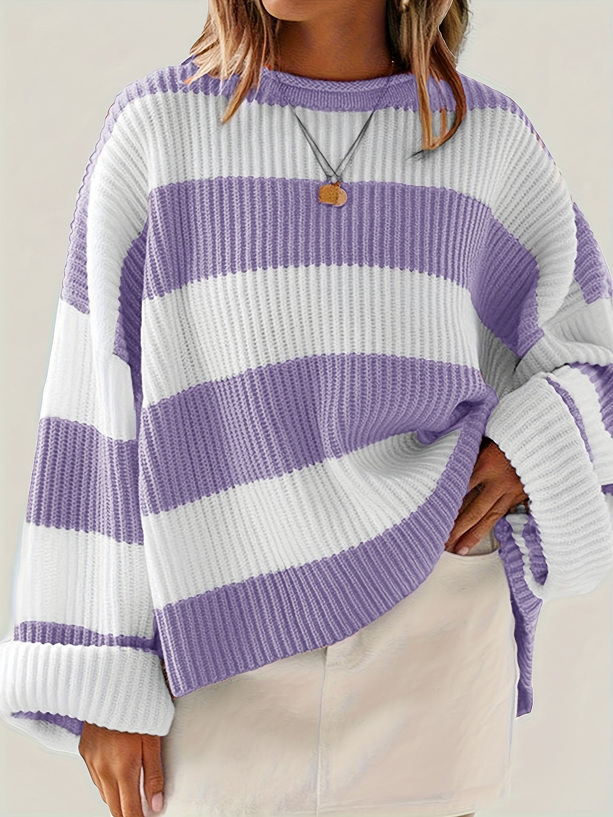 Isla - Drop Shoulder Rib-Knit Pullover