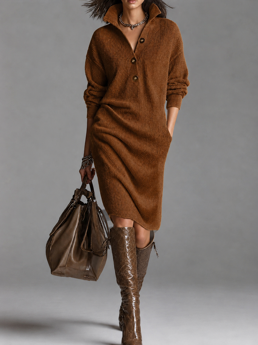 Nora - Button-Up Lapel Jumper Skirt