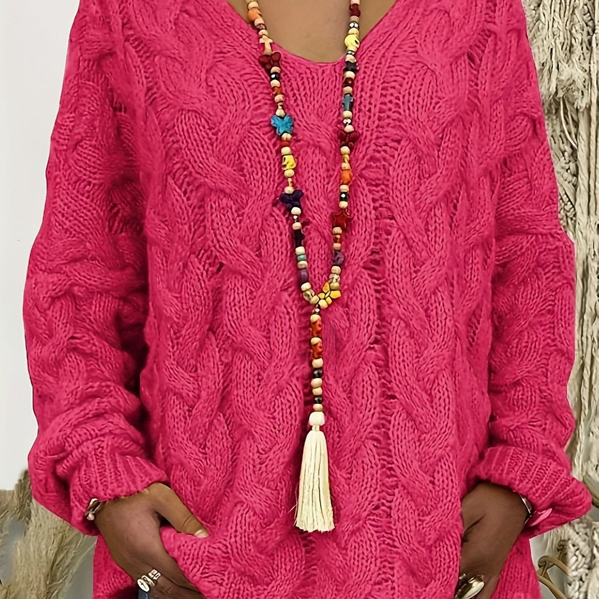 Zara - Plus Size Cable Knit Hoodie