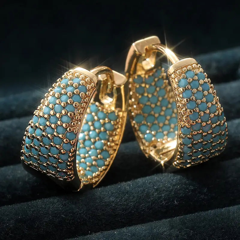 Unique Turquoise Hoop Earrings