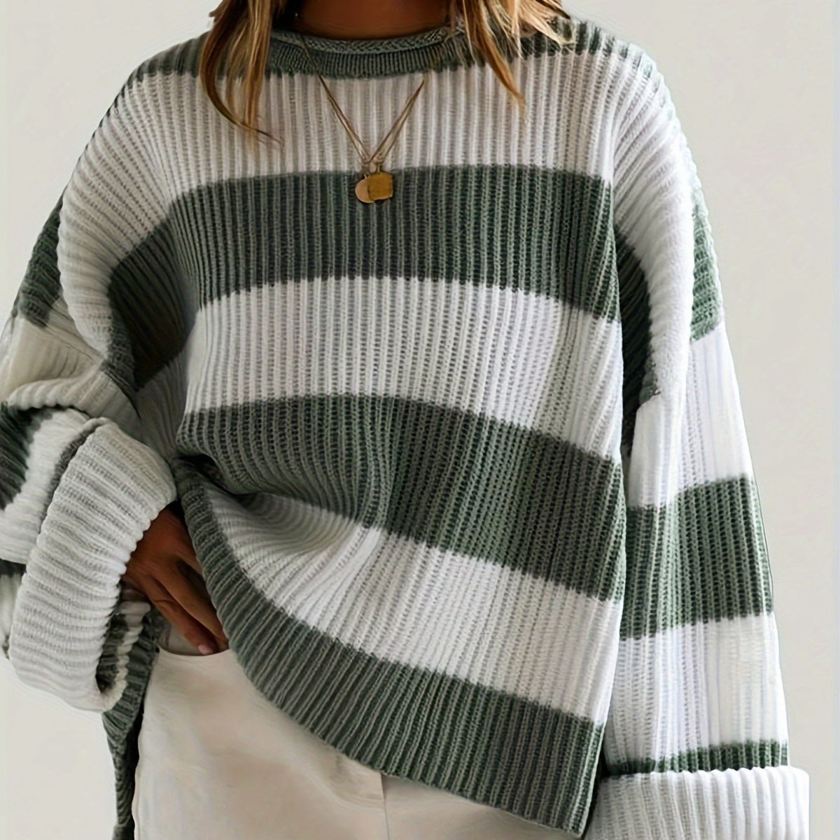 Isla - Drop Shoulder Rib-Knit Pullover