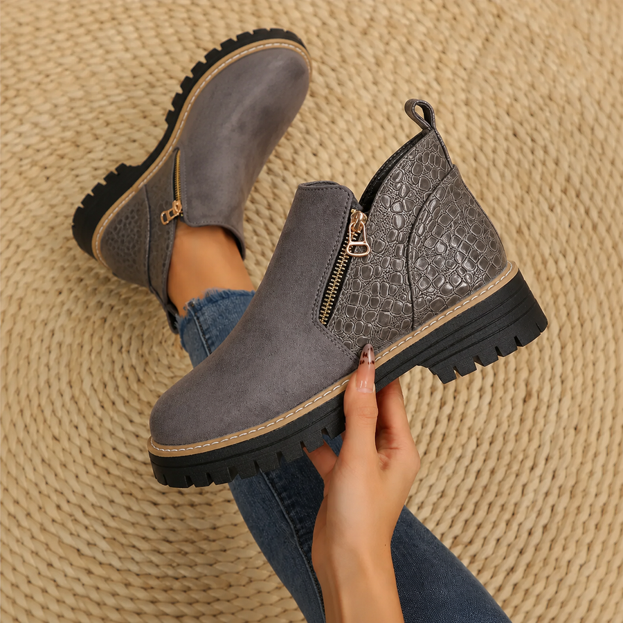 Florence - Women's Croc Detail Ankle Boots