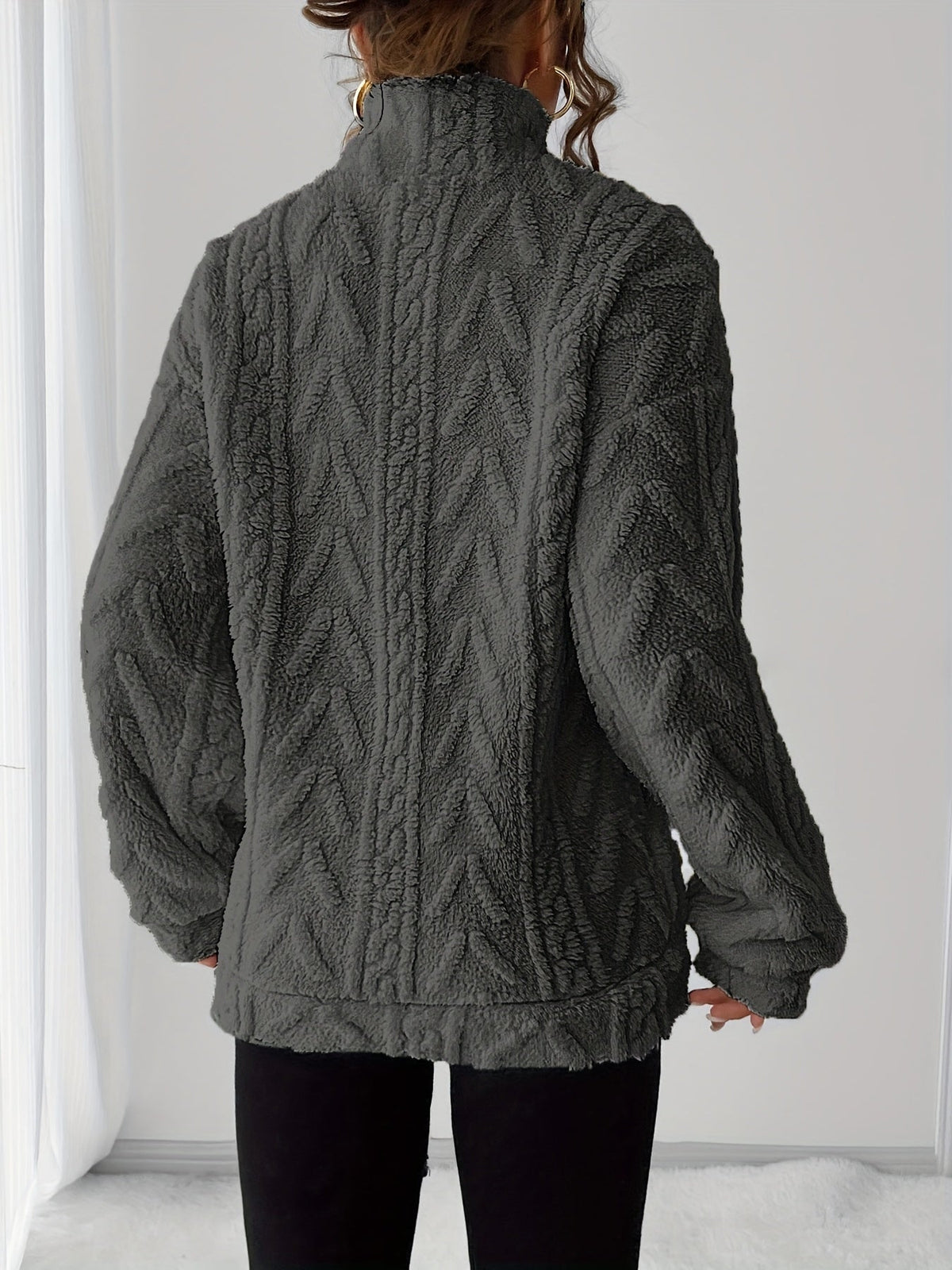 Lena - Fleece Lapel Zip Sweatshirt