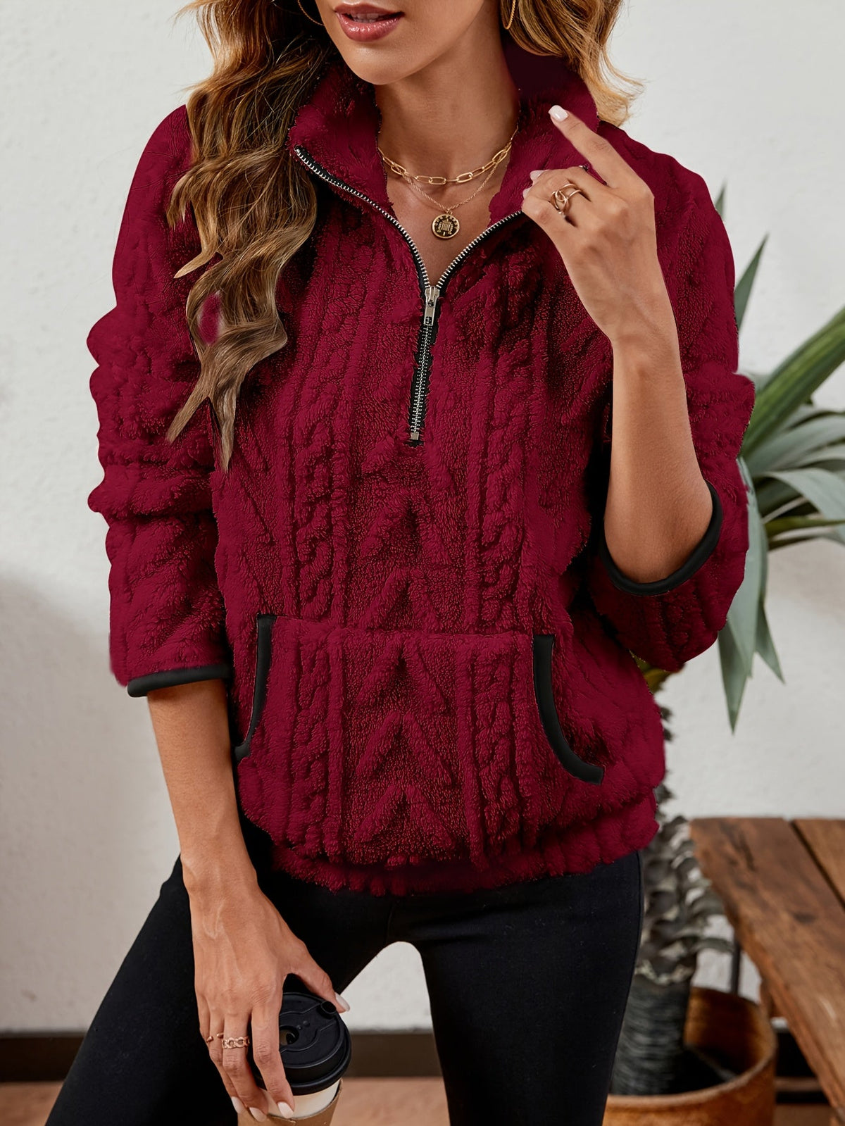 Hailey - Half-Zip Knit Hoodie