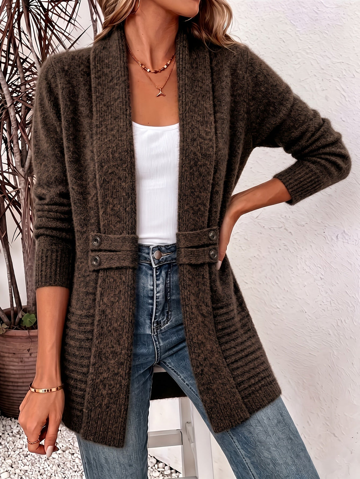 Cleo - Double-Breasted Wool Belted Cardigan