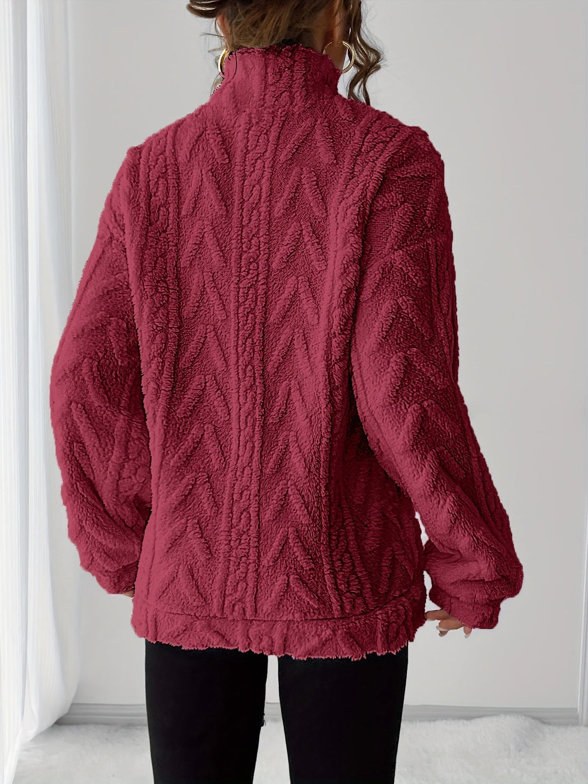 Lena - Fleece Lapel Zip Sweatshirt