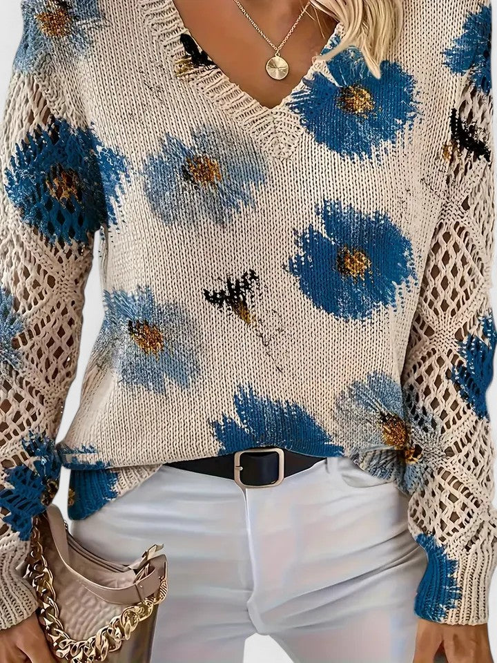 Mae - Elegant Floral Sweater