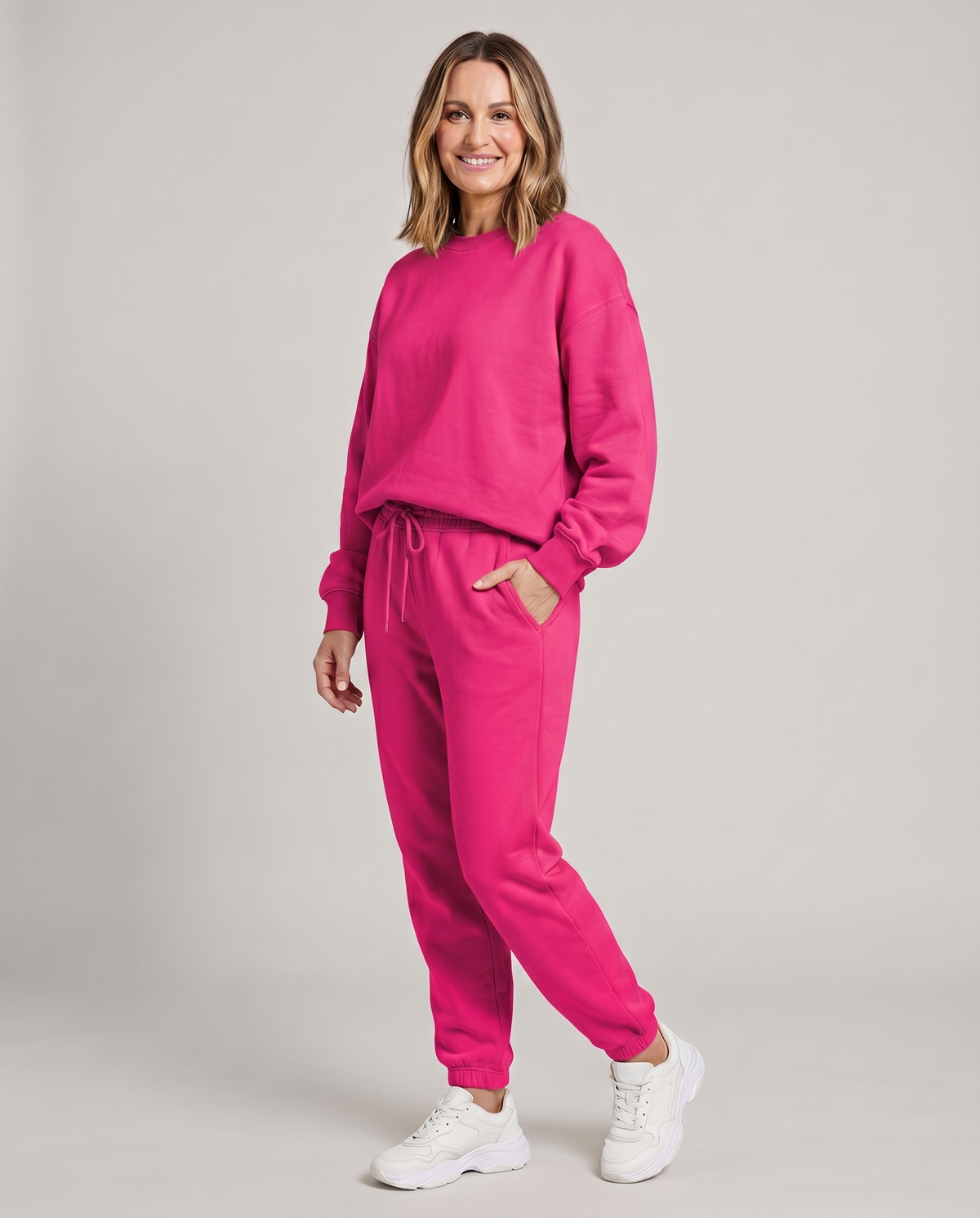 Nora - Solid Round Neck Sweater & Trouser Set