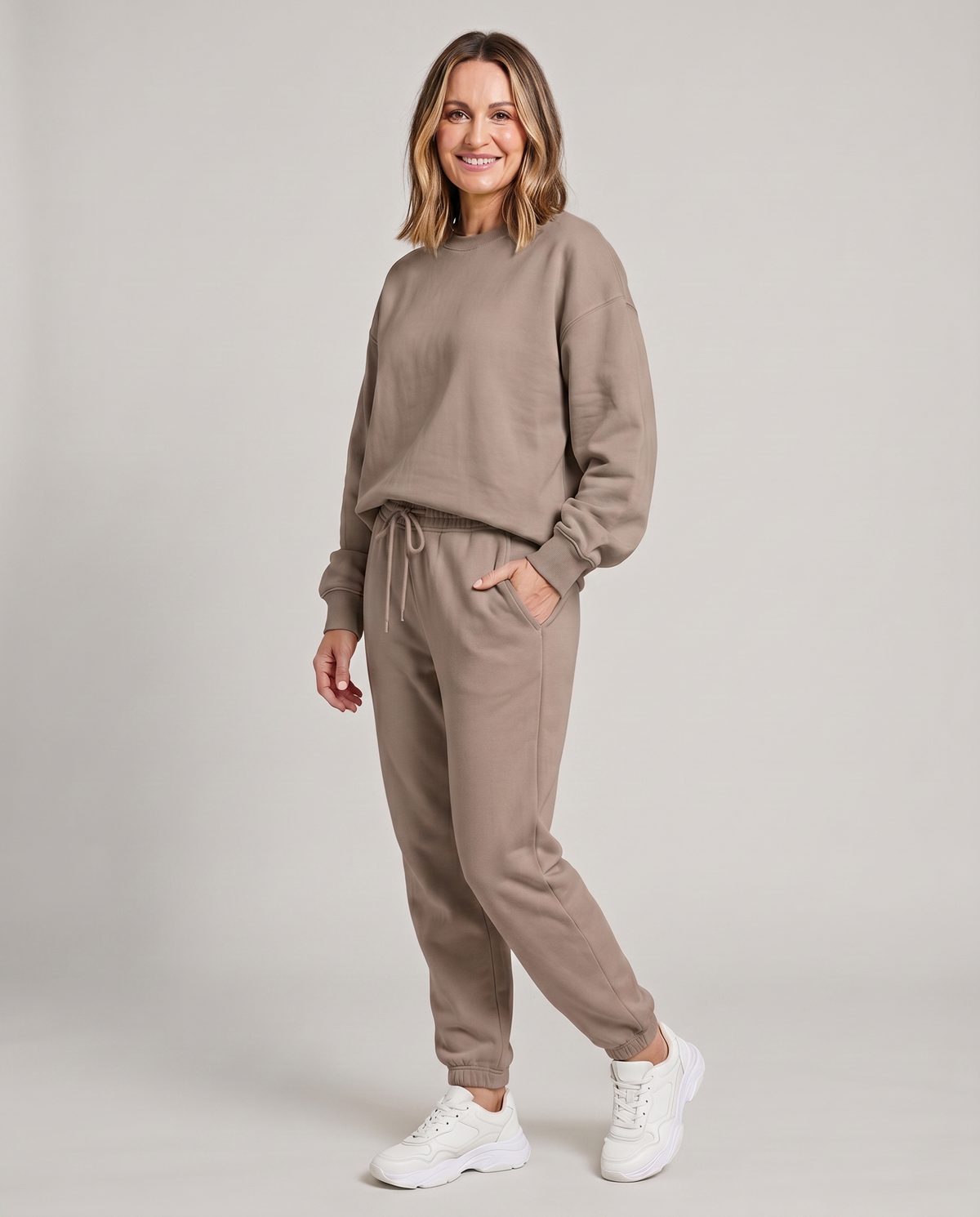Nora - Solid Round Neck Sweater & Trouser Set